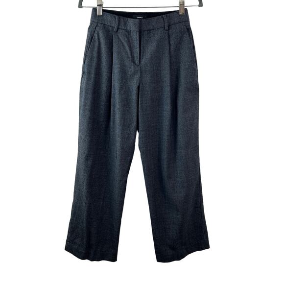 THEORY Blue Dress Pants Wool Pleated Straight Leg Formal Business Oxford Size 2 - Picture 1 of 8